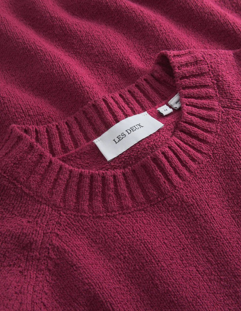 Les Deux - Brad Roundneck Knit - Beet Red - Pulls et Sweats - LDM3101125
