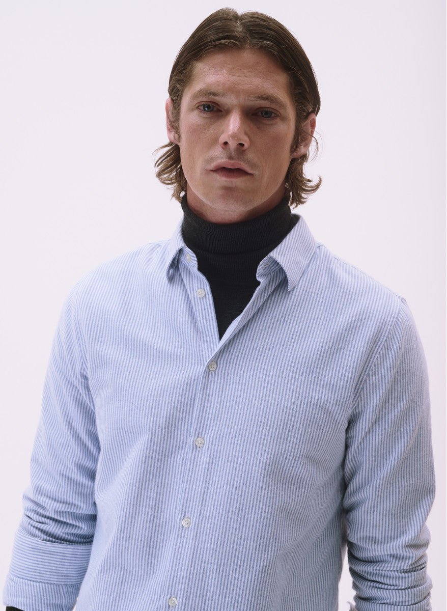 Maison Standards - Chemise Peter Flanelle rayée - Bleu - Chemises - H223C001TIR19