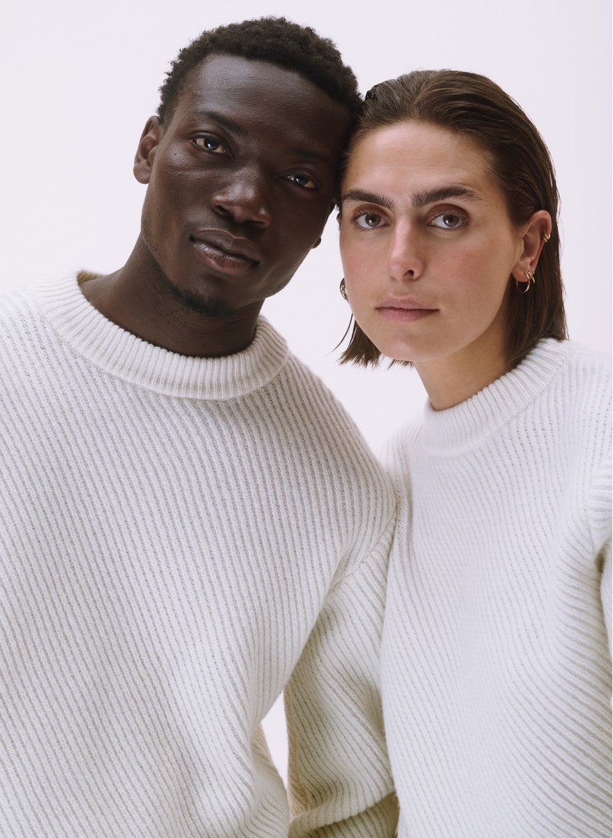 Maison Standards - Pull Columbia unisexe côte diagonale - Ecru - Pulls et Sweats - H223K044MAI29