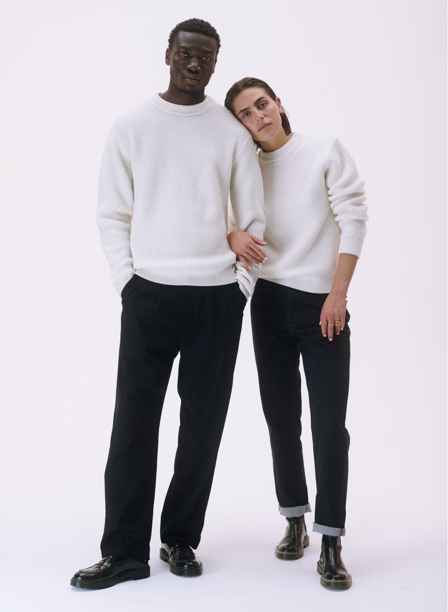 Maison Standards - Pull Columbia unisexe côte diagonale - Ecru - Pulls et Sweats - H223K044MAI29