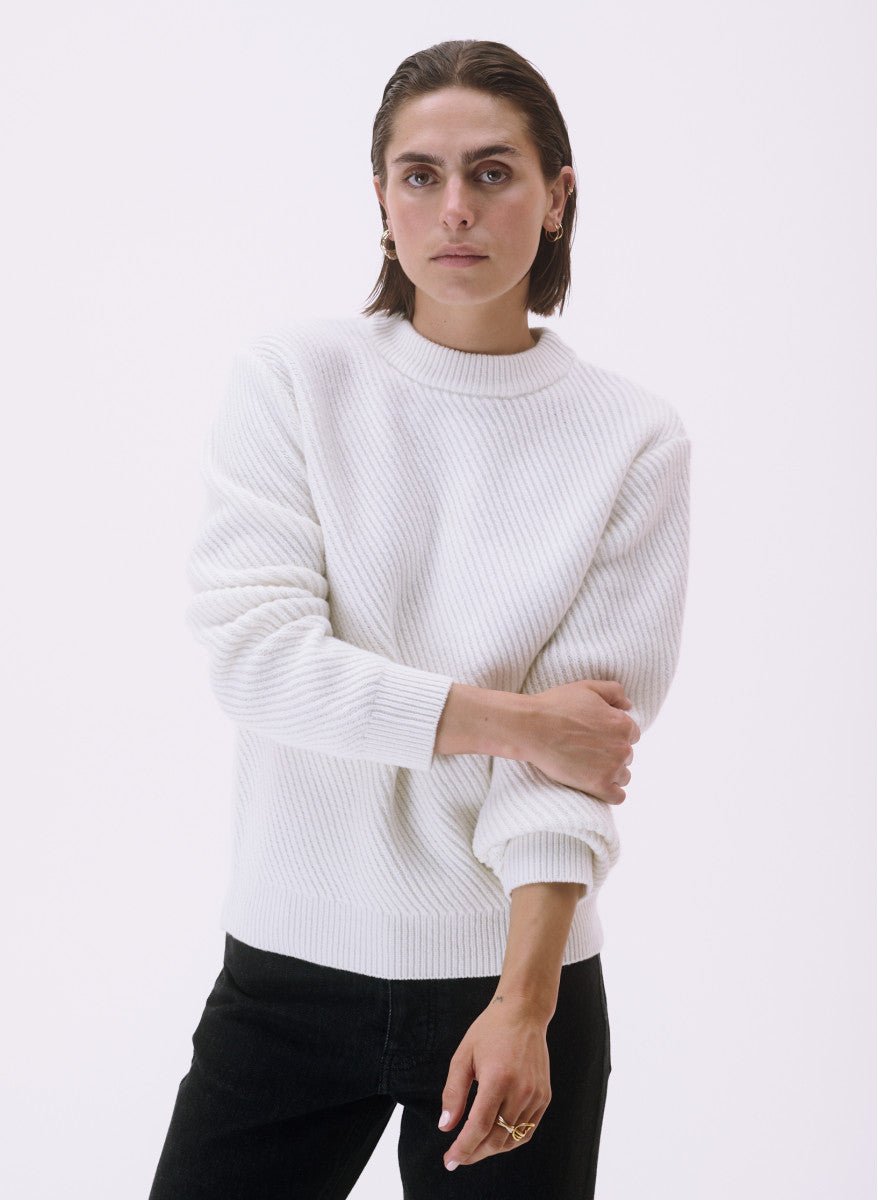 Maison Standards - Pull Columbia unisexe côte diagonale - Ecru - Pulls et Sweats - H223K044MAI29