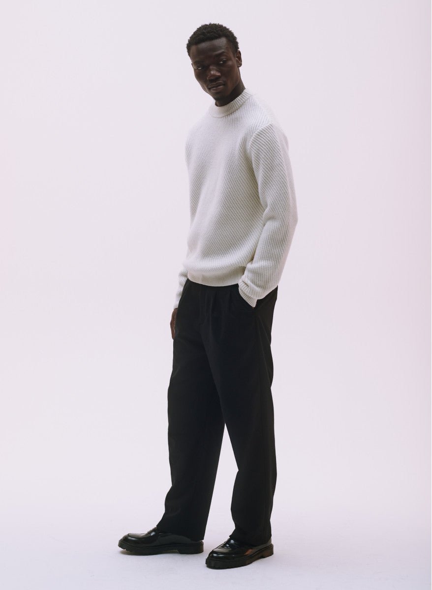 Maison Standards - Pull Columbia unisexe côte diagonale - Ecru - Pulls et Sweats - H223K044MAI29