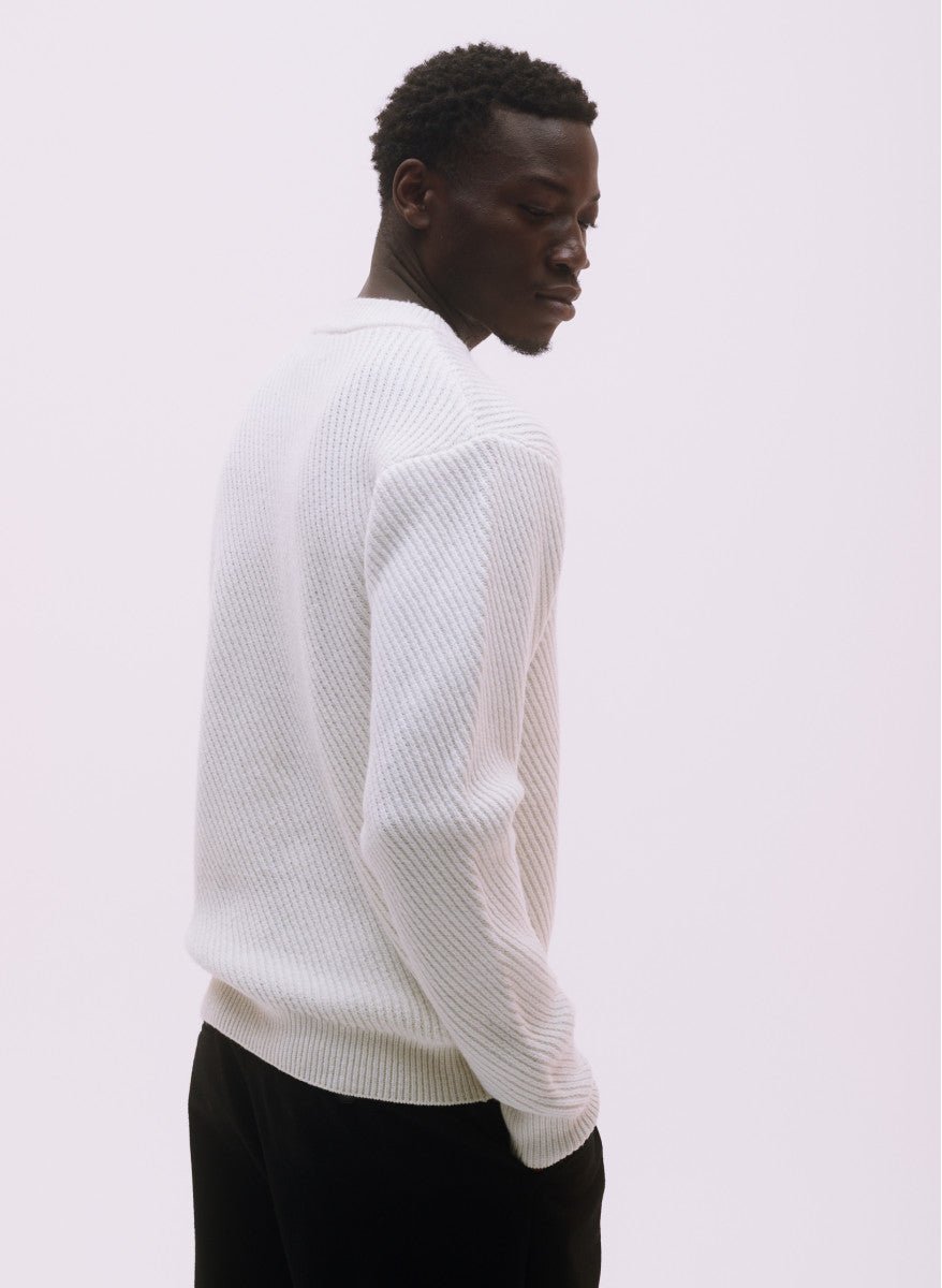 Maison Standards - Pull Columbia unisexe côte diagonale - Ecru - Pulls et Sweats - H223K044MAI29