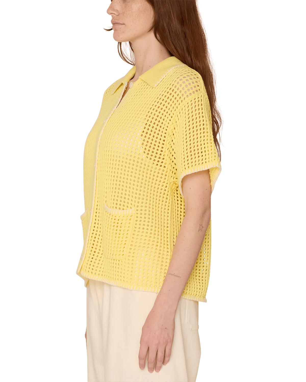 Obey - Pilar Crochet SS Cardigan - Yellow Pear - Jupes et Pantalons - 411550127