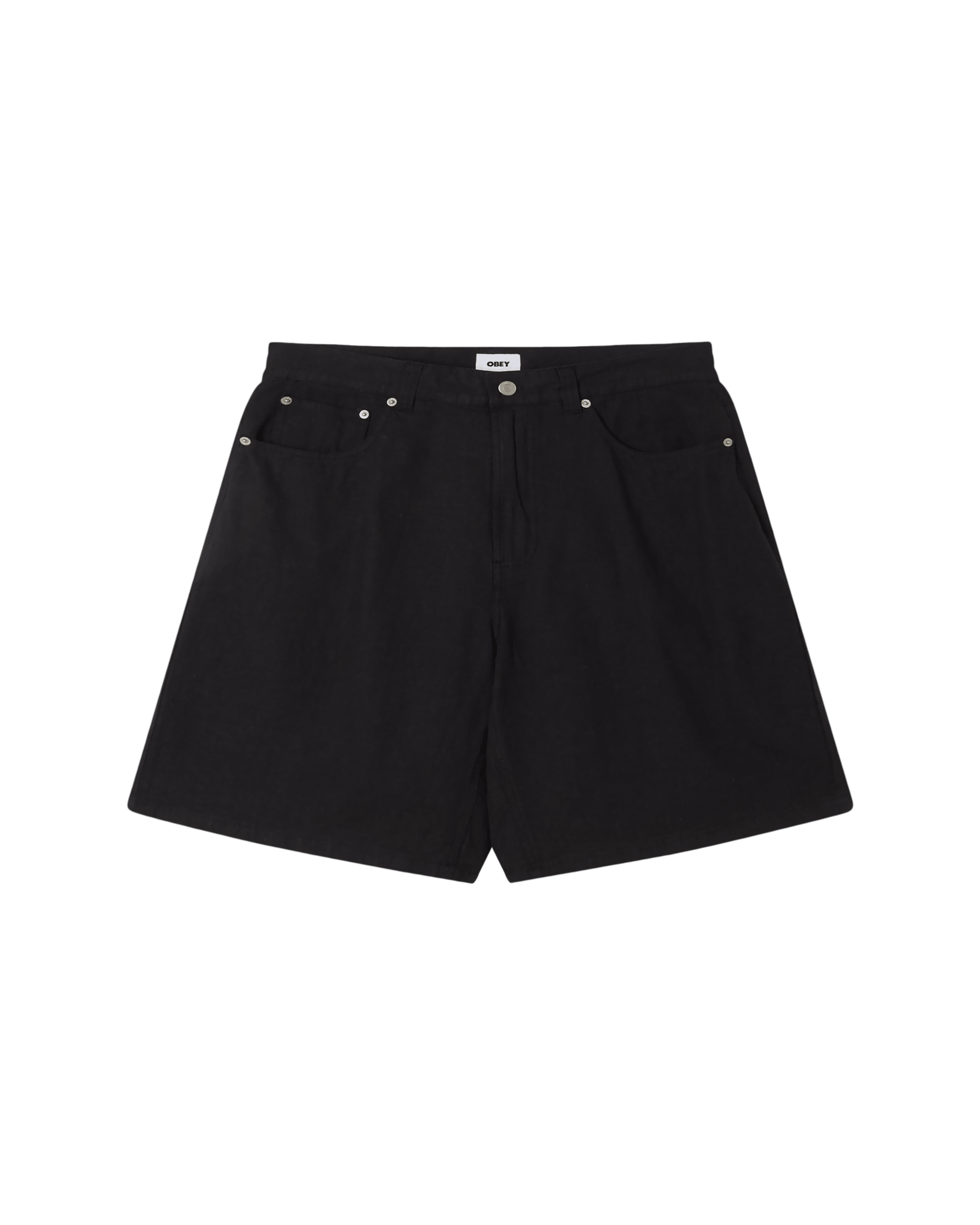 Obey - Baggy Linen Devin Short - Black - Pantalons et Shorts - 172100106BLK28