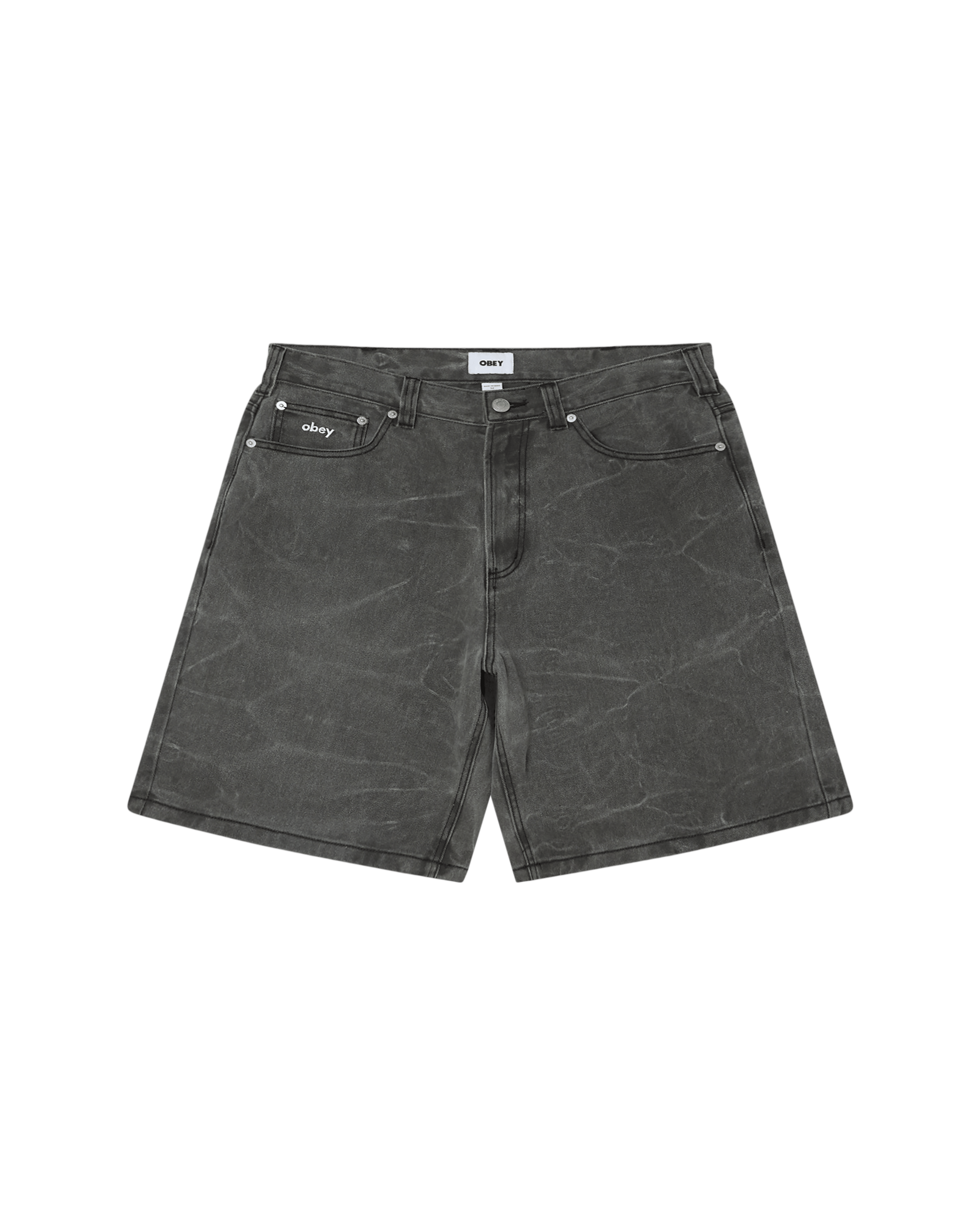 Obey - Bigwig Baggy Denim Short - Black wrinkle wash - Pantalons et Shorts - 172100109BWA28