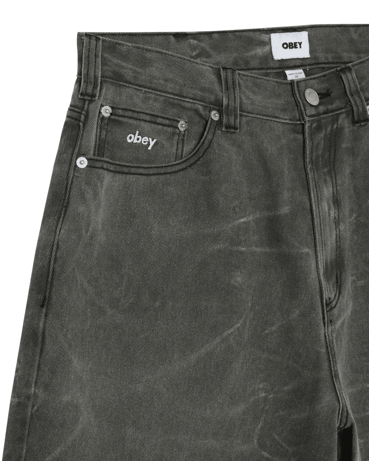 Obey - Bigwig Baggy Denim Short - Black wrinkle wash - Pantalons et Shorts - 172100109BWA28