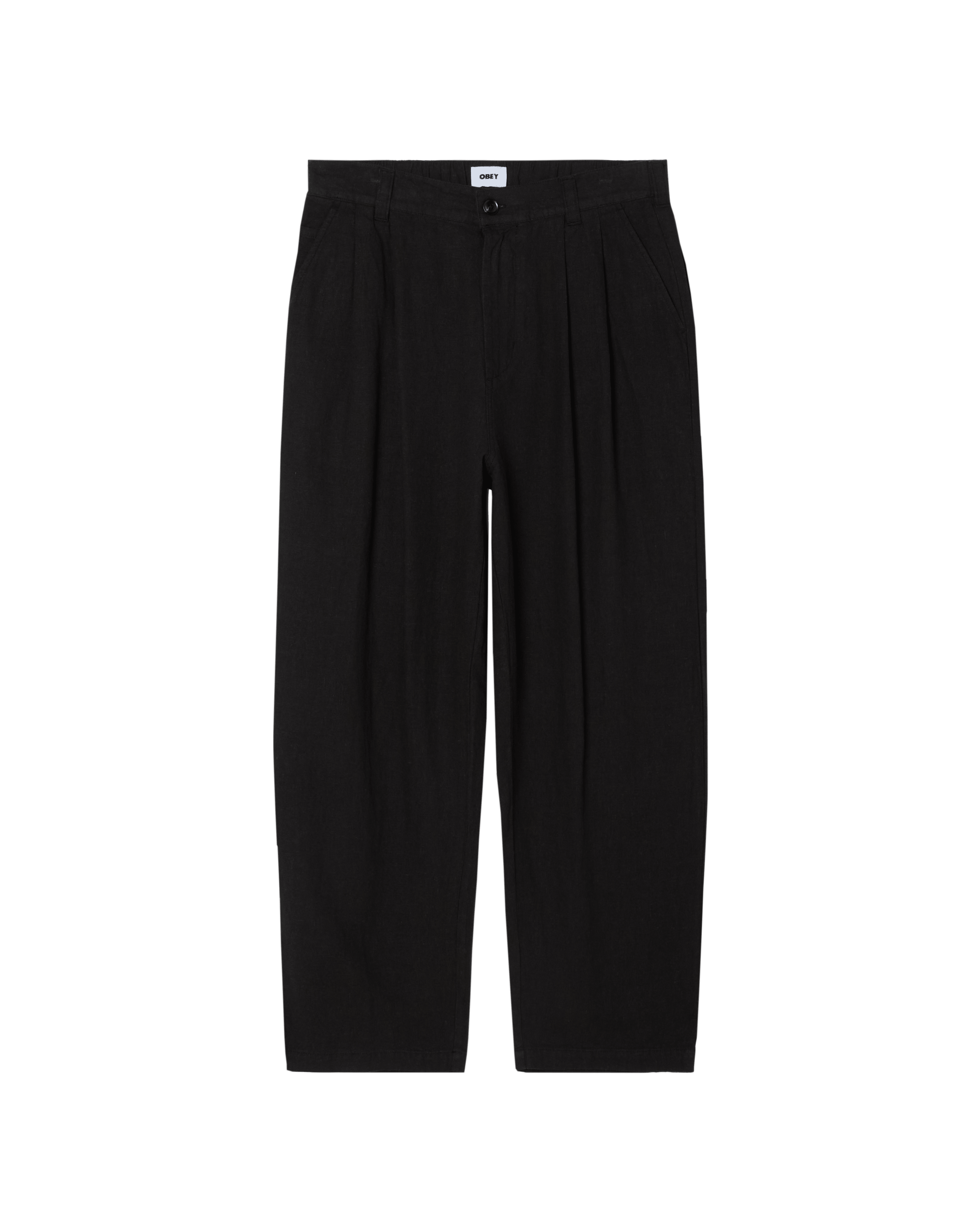 Obey - Foster Pleated Linen Pant - Black - Pantalons et Shorts - 142020273BLK30