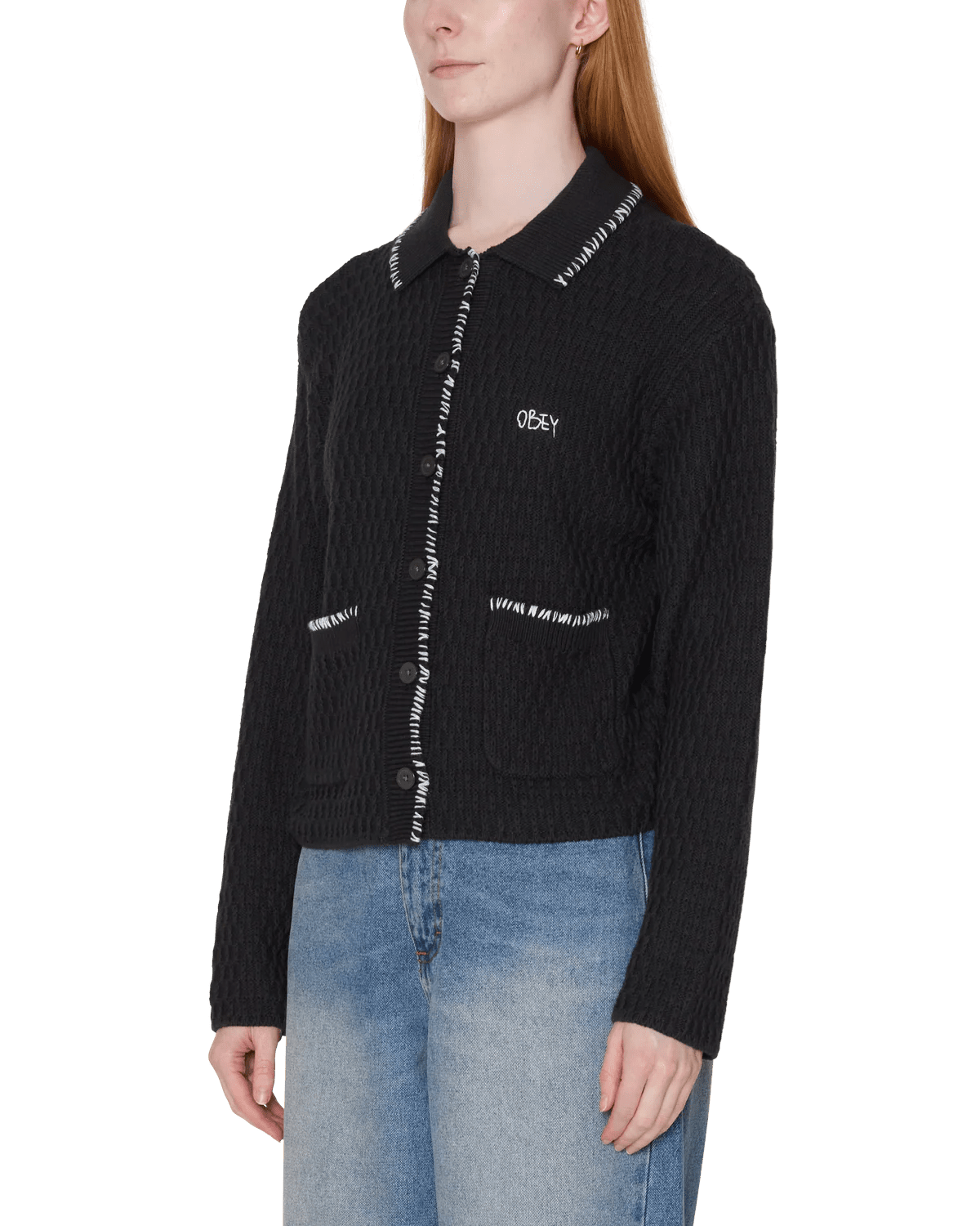 Obey - Amelie Button Down Sweater - Off black - Pulls et Sweats - 251000144OBKXS