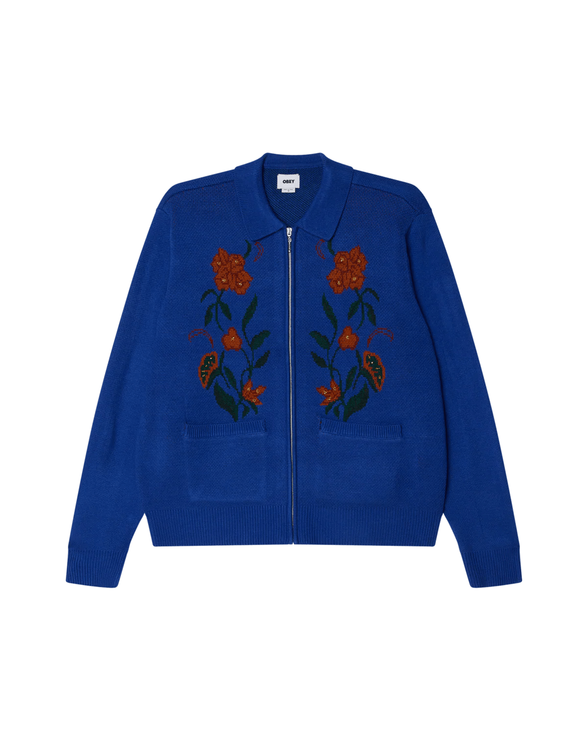 Obey – Obey floral zip cardigan – Surf Blue - Pulls et Sweats - 