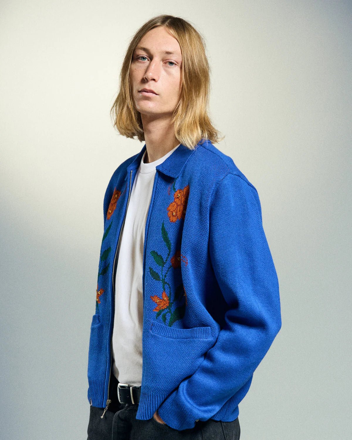 Obey – Obey floral zip cardigan – Surf Blue - Pulls et Sweats - 