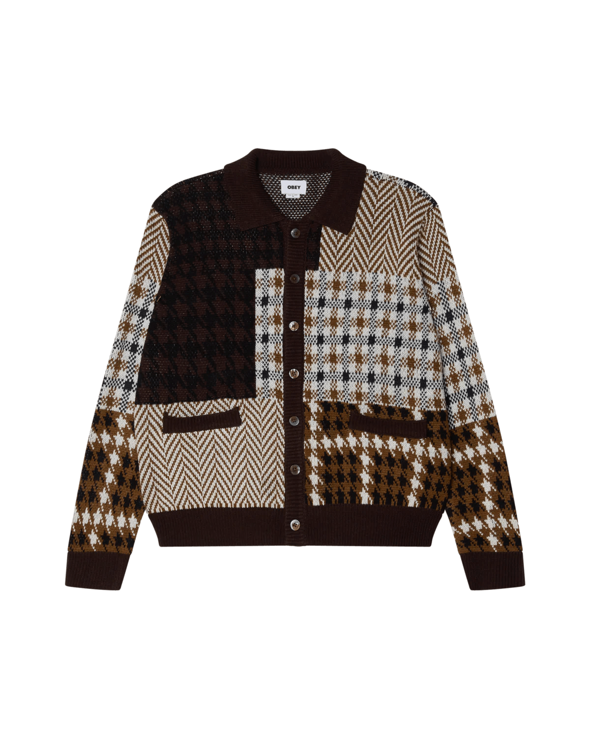 Obey – Patchwork cardigan – Brown Multi - Pulls et Sweats - 151010045-BWM