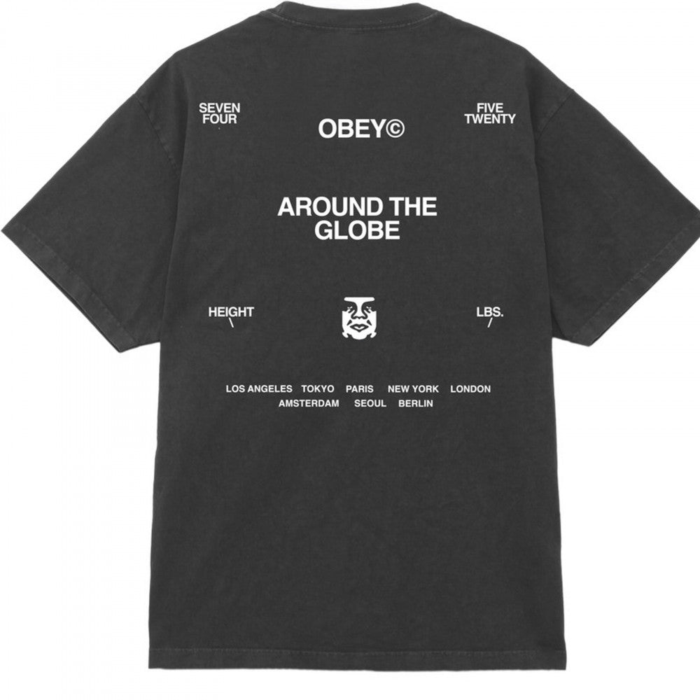 Obey - Around The Globe T-shirt - Pigment True Vintage Black - T-shirts - 167924096