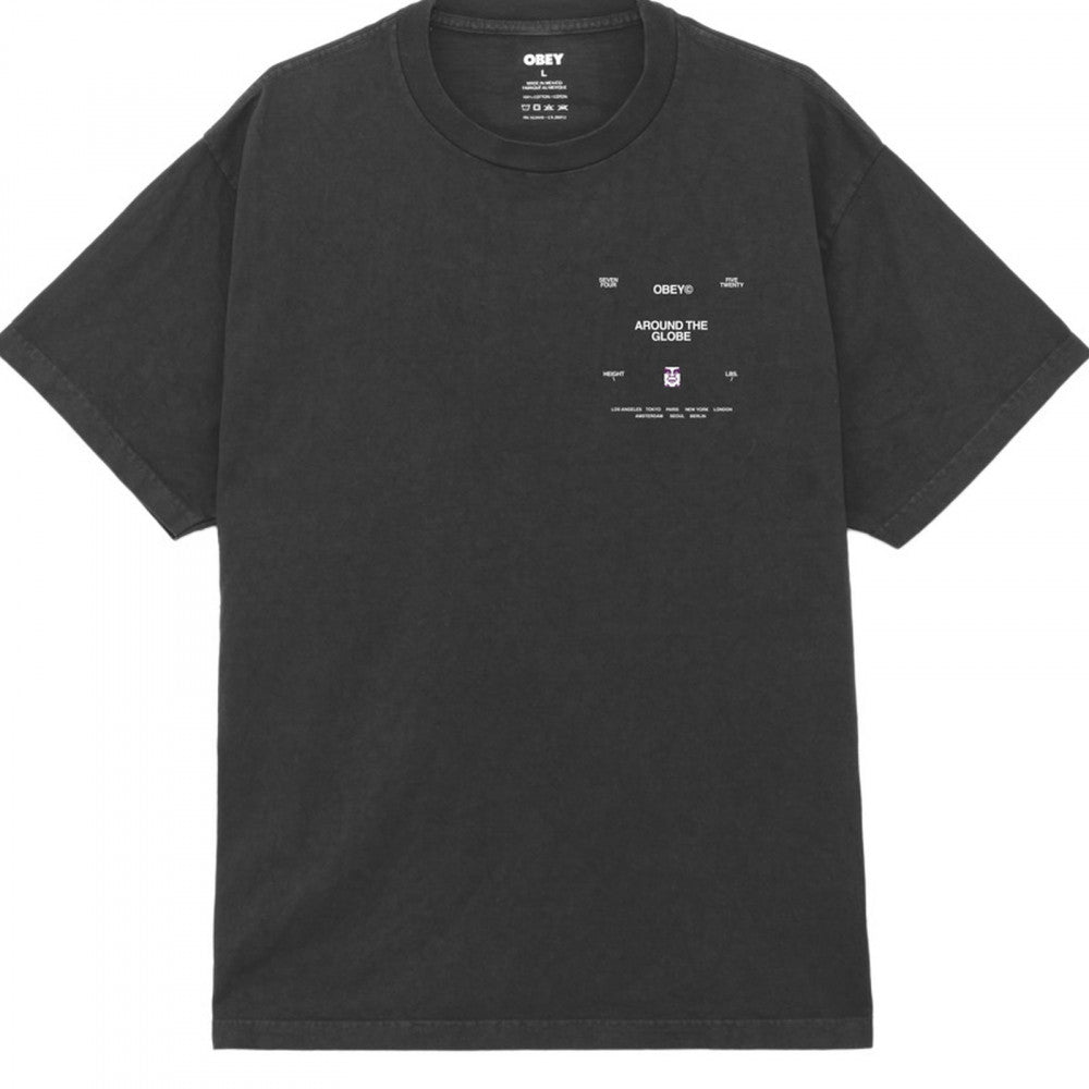Obey - Around The Globe T-shirt - Pigment True Vintage Black - T-shirts - 167924096