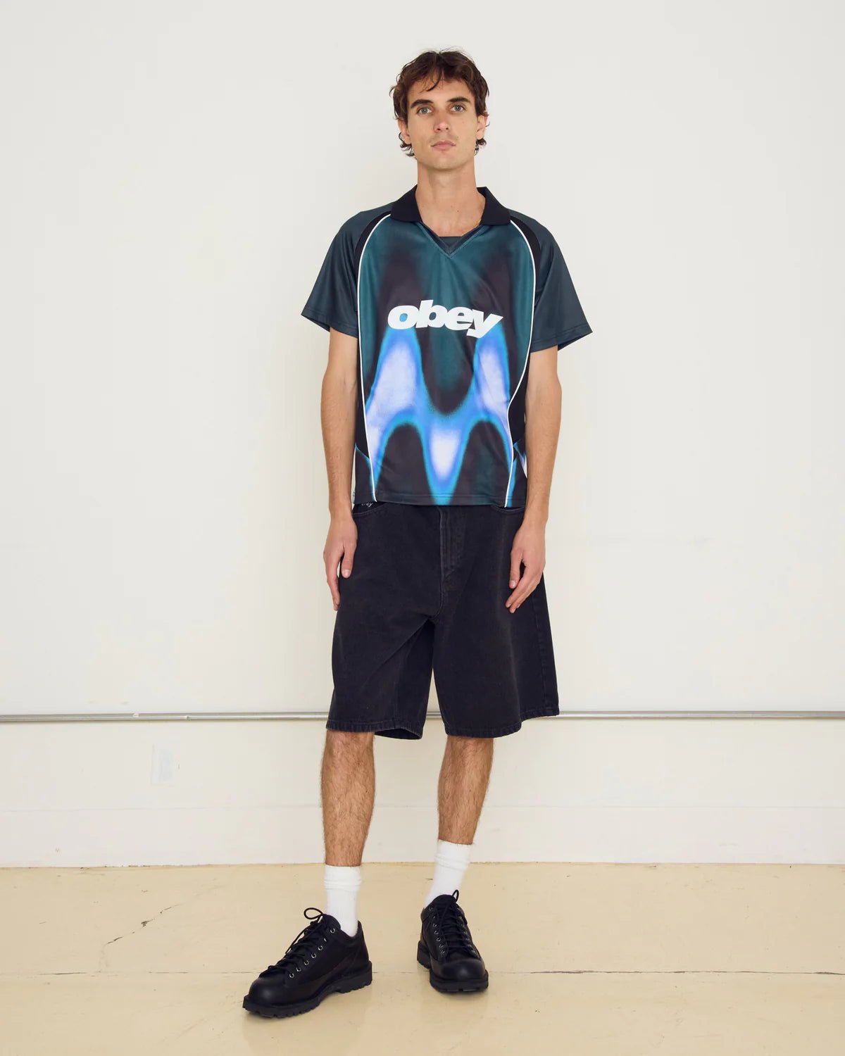 Obey - Blurred Soccer Jersey - Dark teal multi - T-shirts - 131080378DTLS
