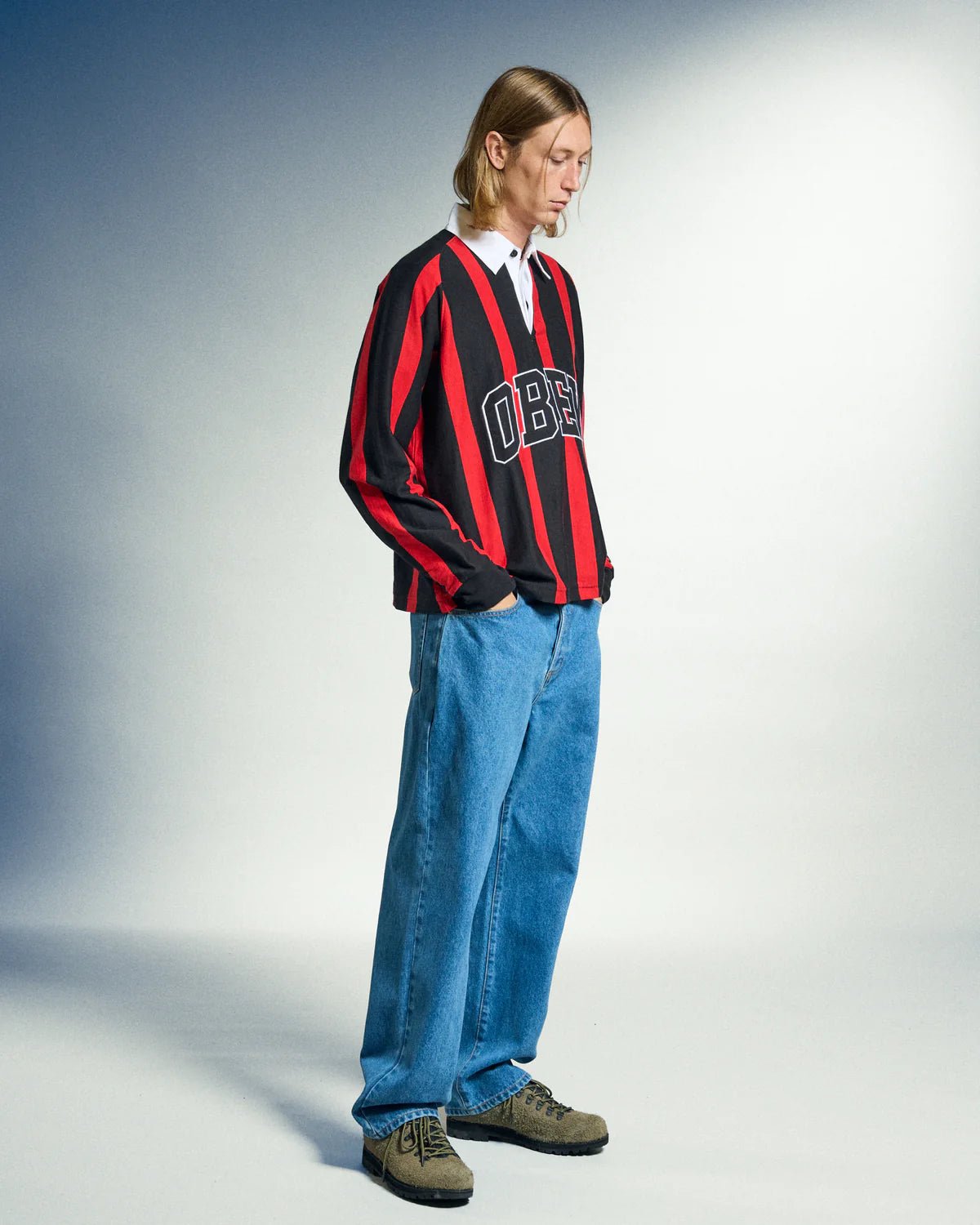 Obey – Landon stripe polo ls – Black multi - T-shirts - 131040060BKMS