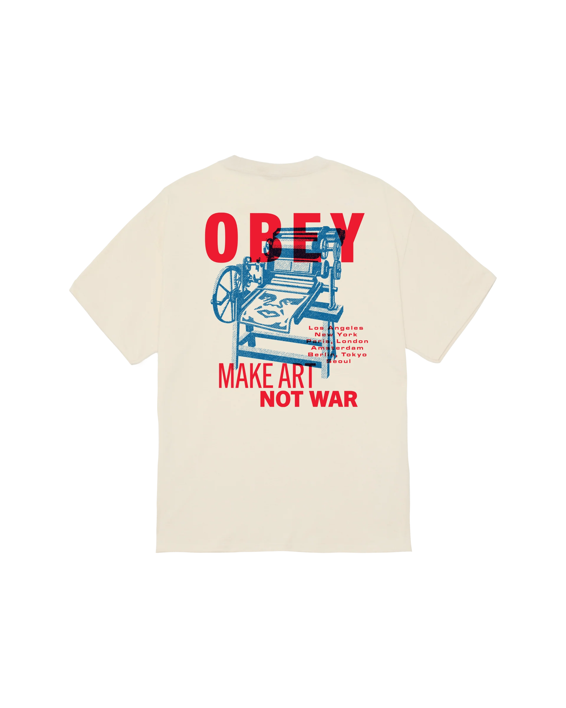 Obey - Printing Press Make Art T-shirt - Cream - T-shirts - 165264061