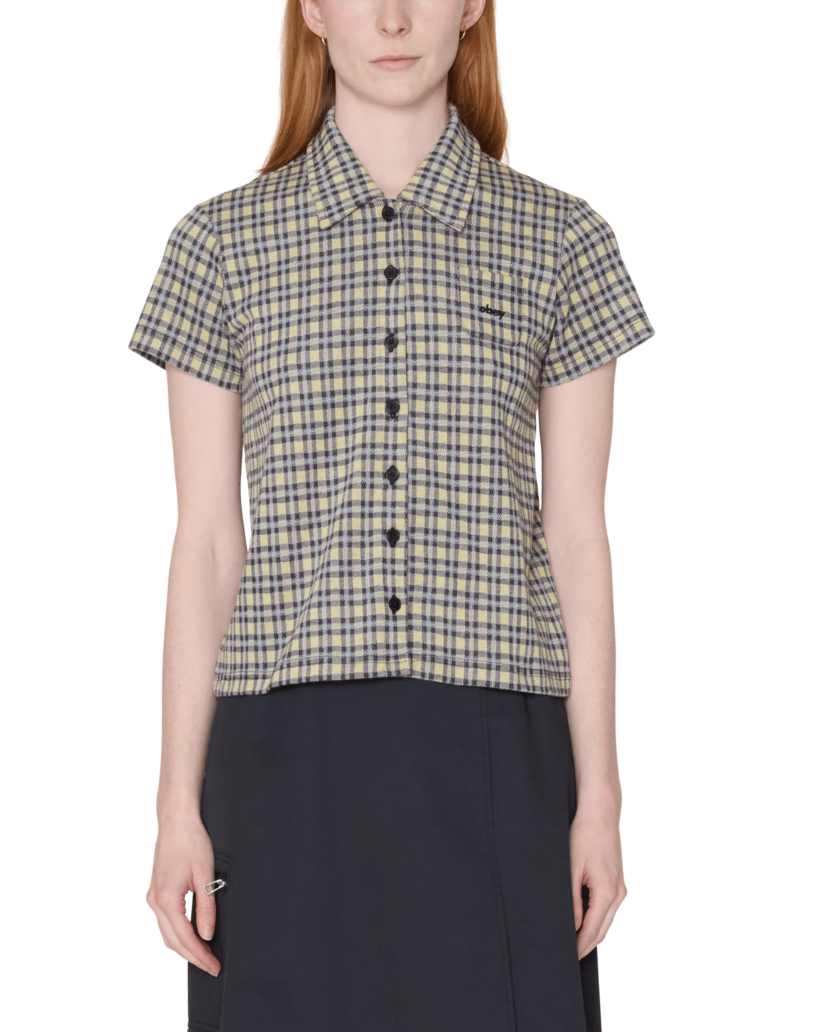 Obey - Lila Micro Check Polo SS - Yellow multi - Tops - 231090009YWMS