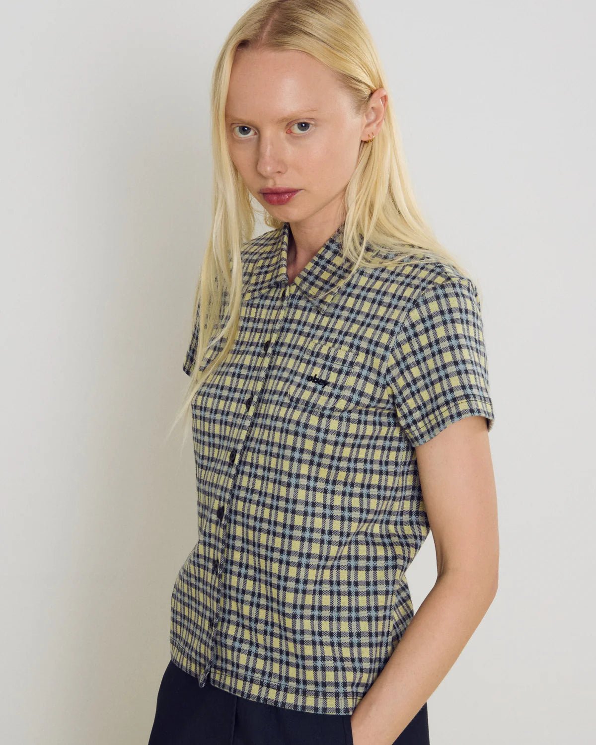 Obey - Lila Micro Check Polo SS - Yellow multi - Tops - 231090009YWMS