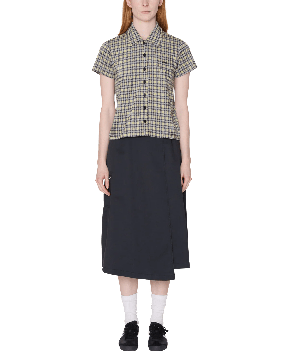 Obey - Lila Micro Check Polo SS - Yellow multi - Tops - 231090009YWMS