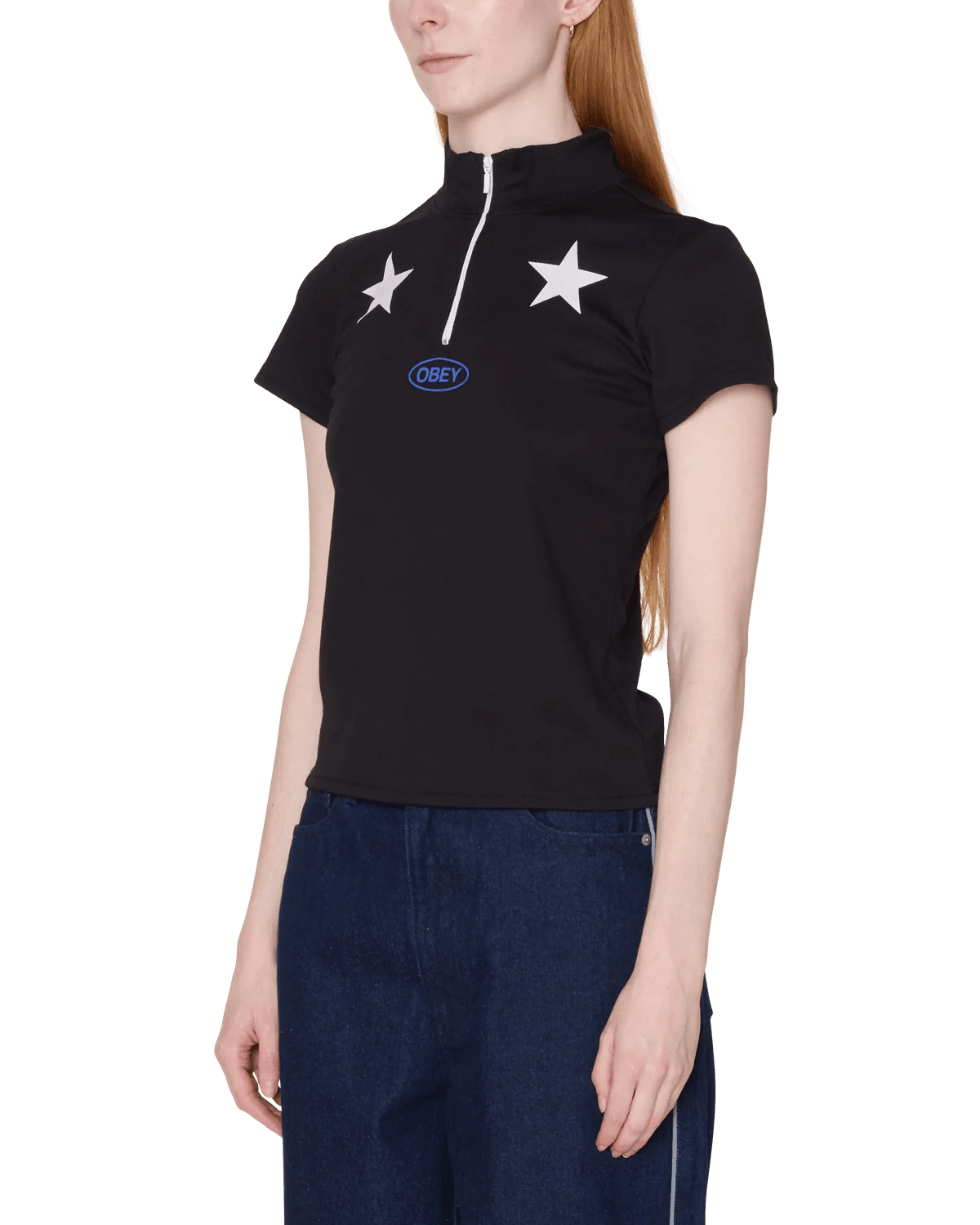 Obey - Relay Mock Neck SS - Black - Tops - 231080164BLKM