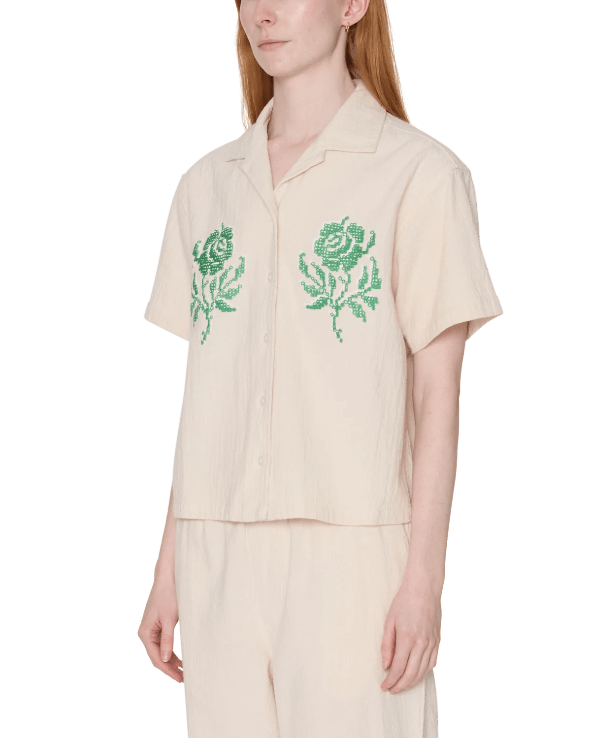 Obey - Roses Embellished SS Shirt - Natural - Tops - 281210124NATS