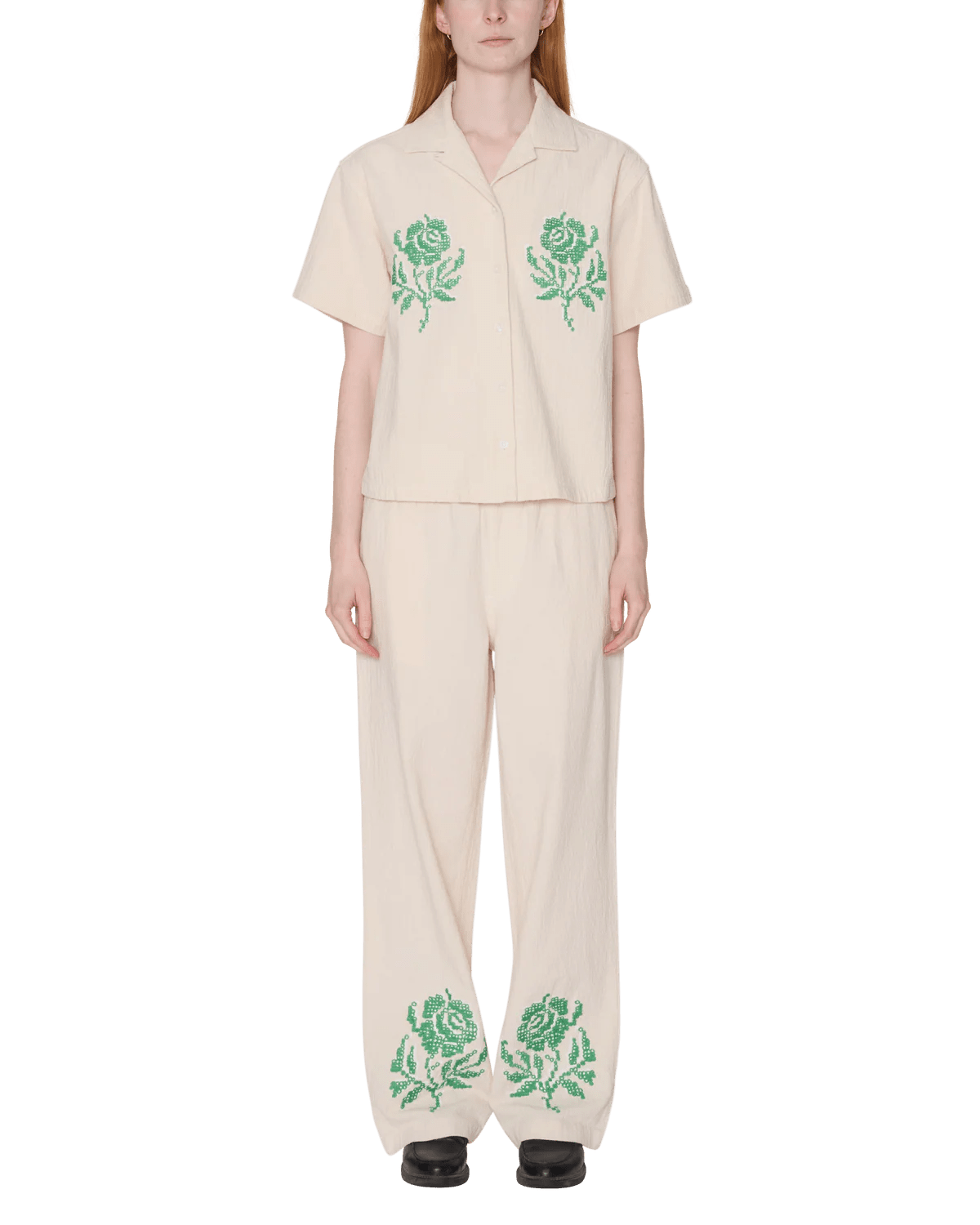 Obey - Roses Embellished SS Shirt - Natural - Tops - 281210124NATS