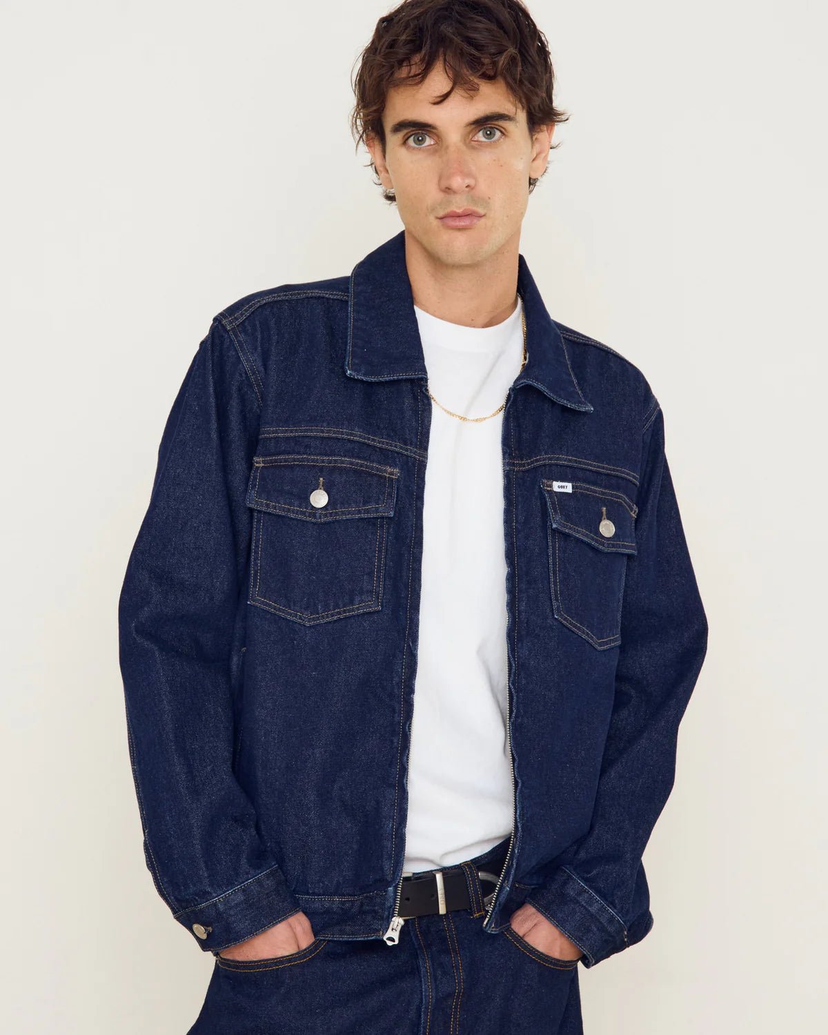 Obey - Base Trucker Jacket - Rinse indigo - Vestes et Manteaux - 121800615RIDS