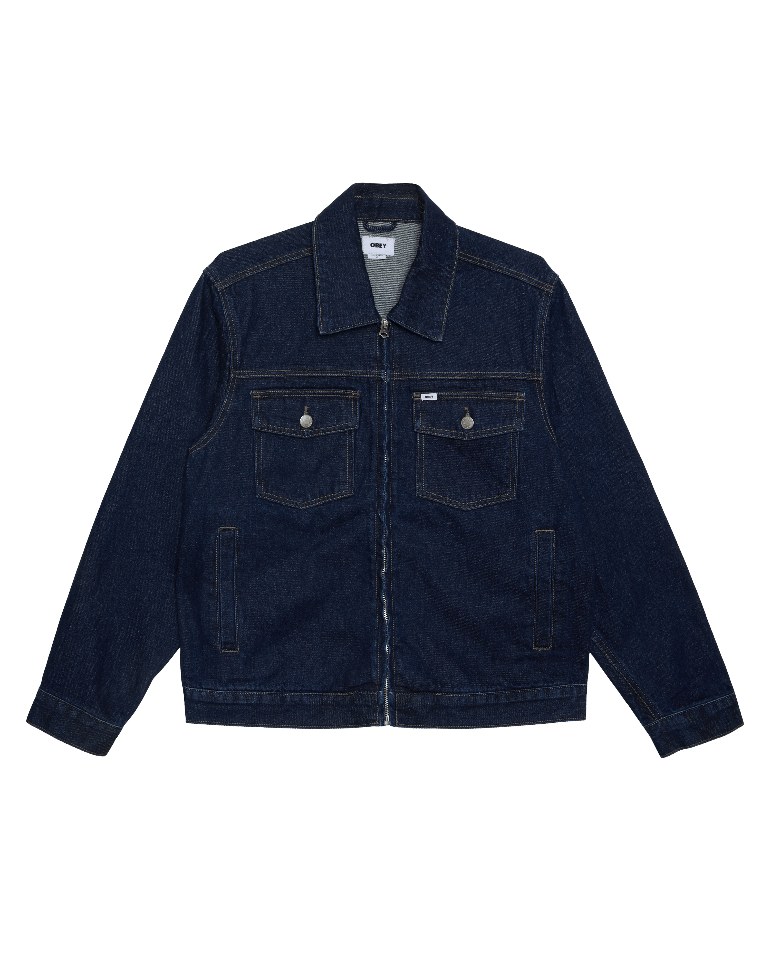 Obey - Base Trucker Jacket - Rinse indigo - Vestes et Manteaux - 121800615RIDS
