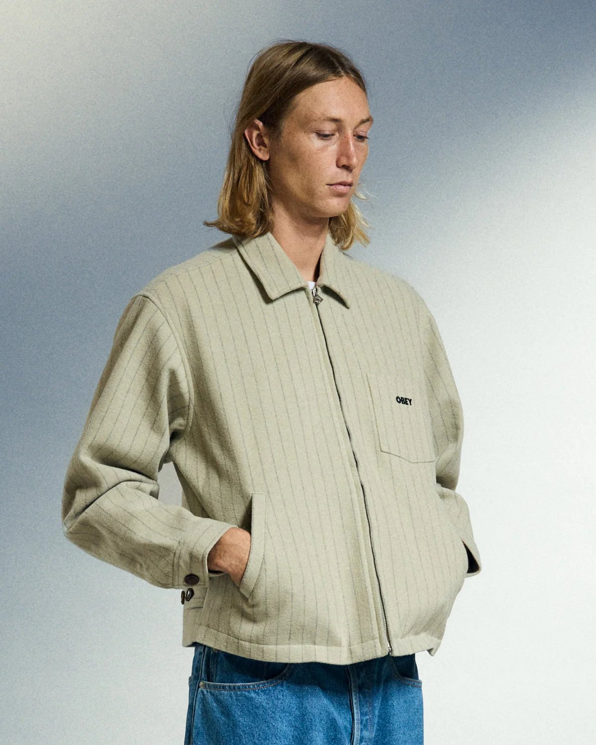 Obey – Obey Vernon zip jacket – Abbey Stone Multi - Vestes et Manteaux - 