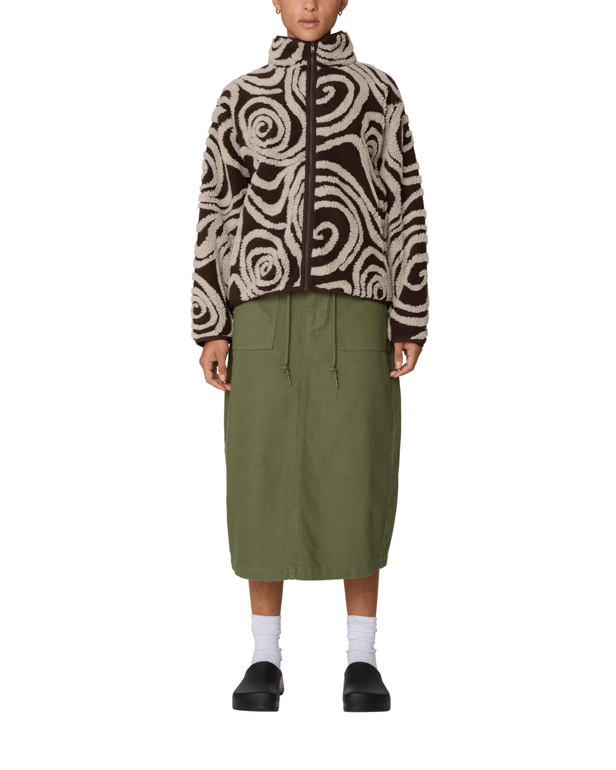 Obey – Swirls jacquard zip jacket – Brown multi - Vestes et Manteaux - 221800445BWMXS