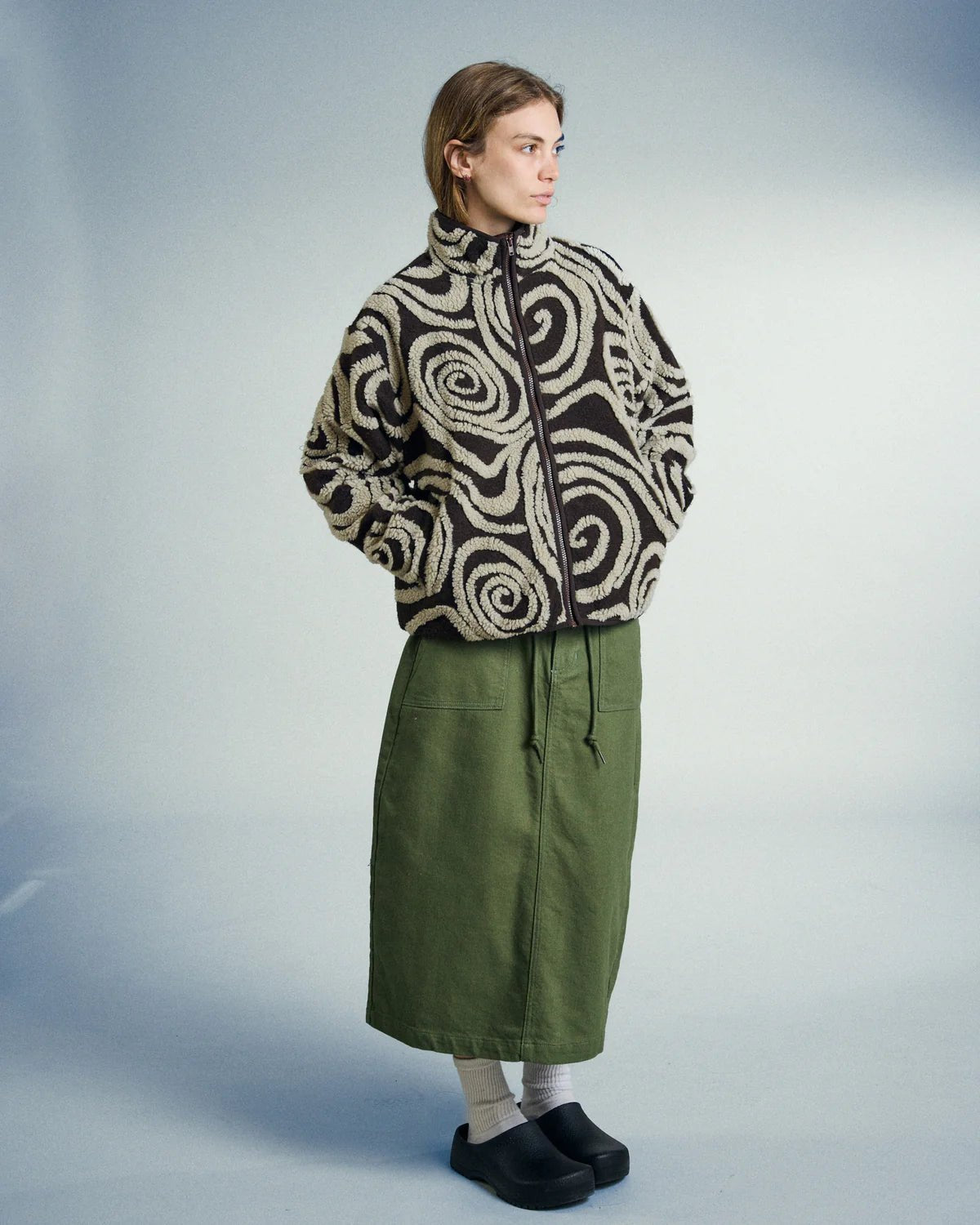 Obey – Swirls jacquard zip jacket – Brown multi - Vestes et Manteaux - 221800445BWMXS