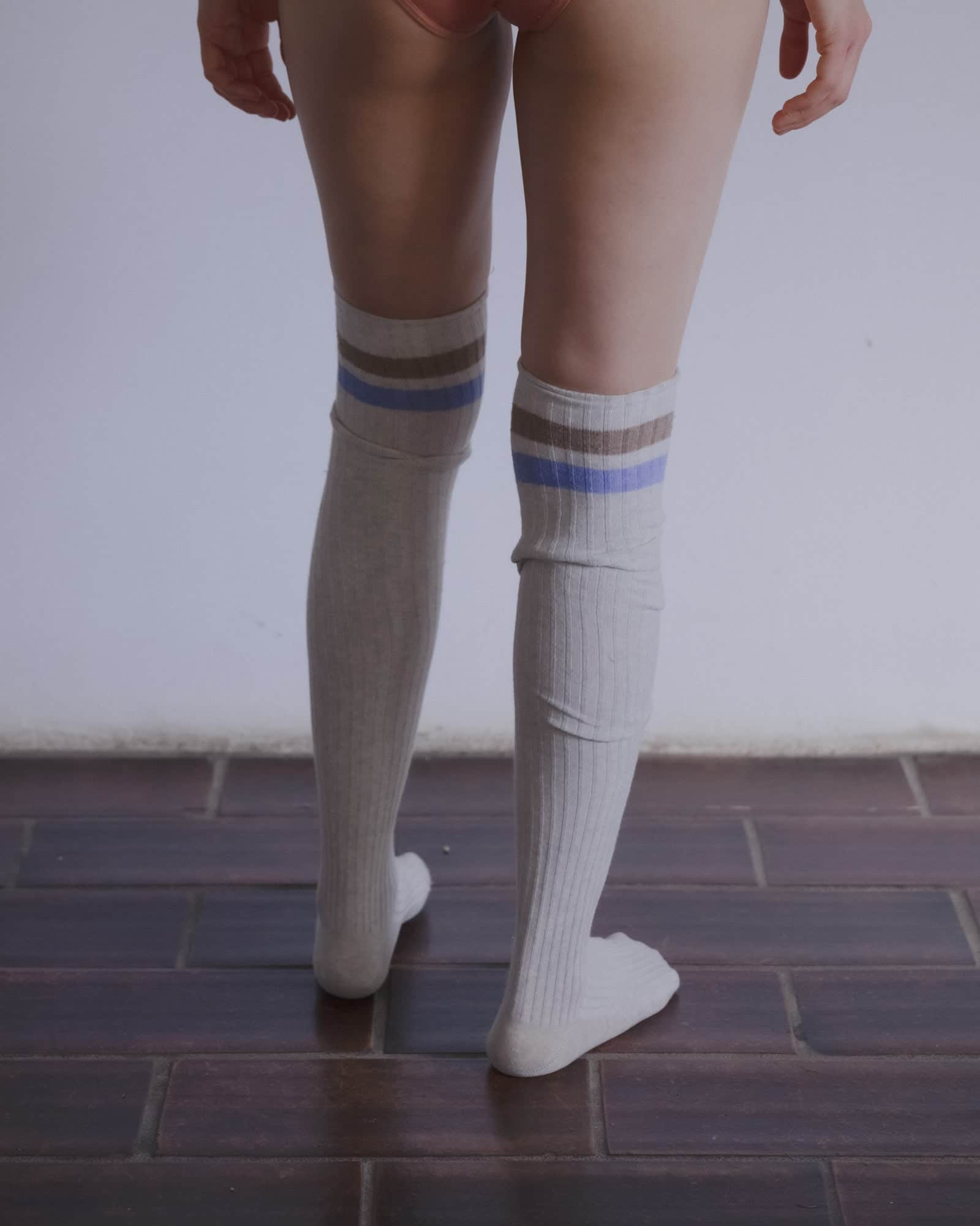 Baserange - Overknee Socks - Grey melange - Organic Rib Cotton