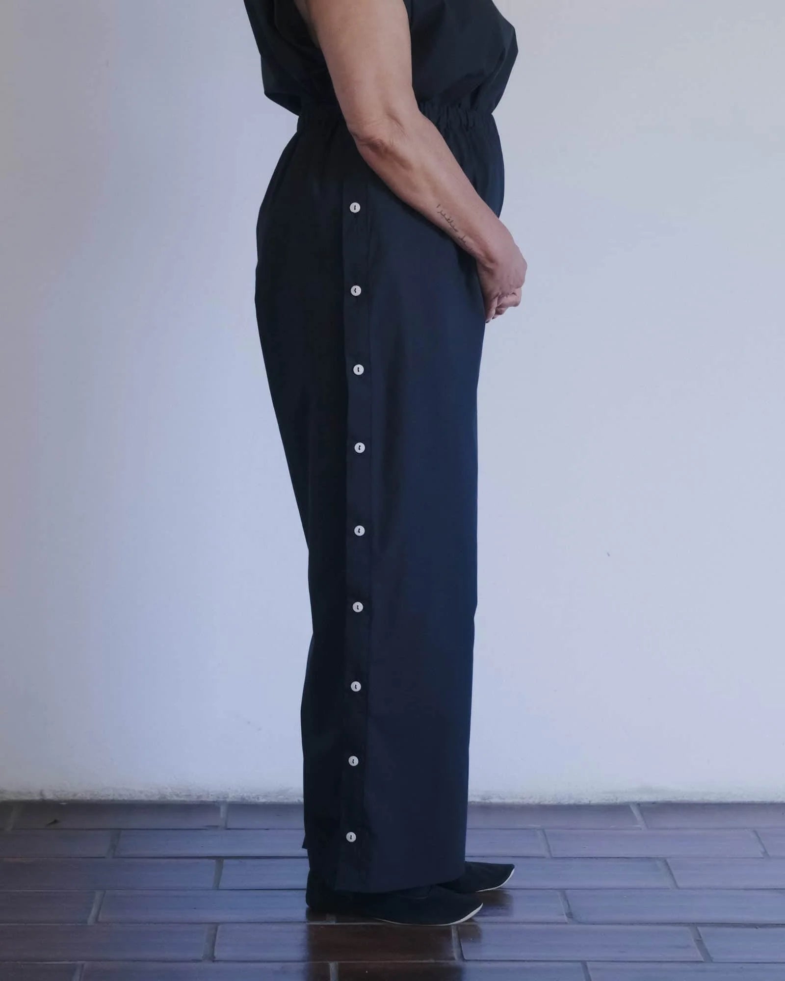 Baserange - Pantalon Part noir - Popeline de coton biologique
