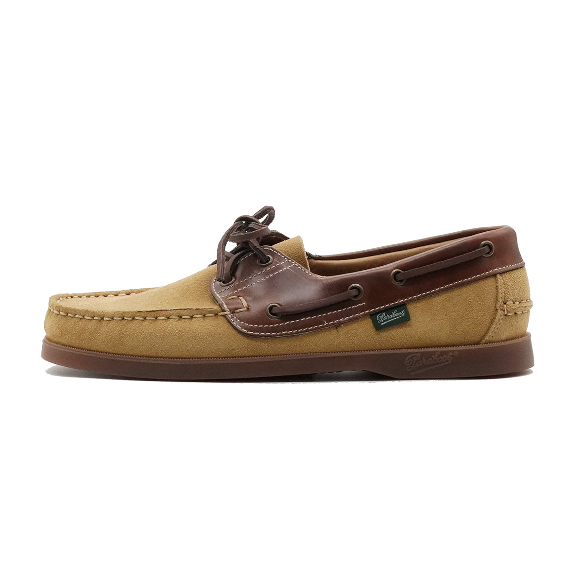 Paraboot Chaussures bateau Barth lisse naturel et velours fauve – vue de profil