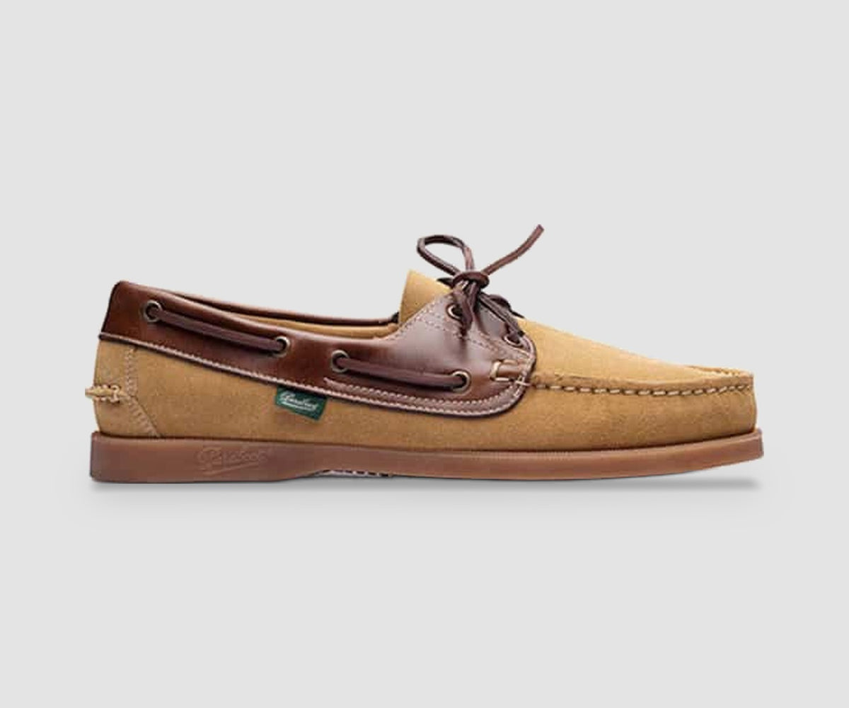 Paraboot – Chaussures bateau Barth – Lisse naturel et velours fauve