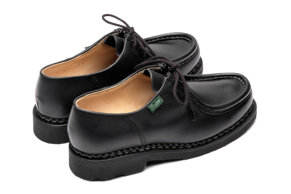 Paraboot Femme Derby Michael lisse noir – paire, vue de trois quarts arrière