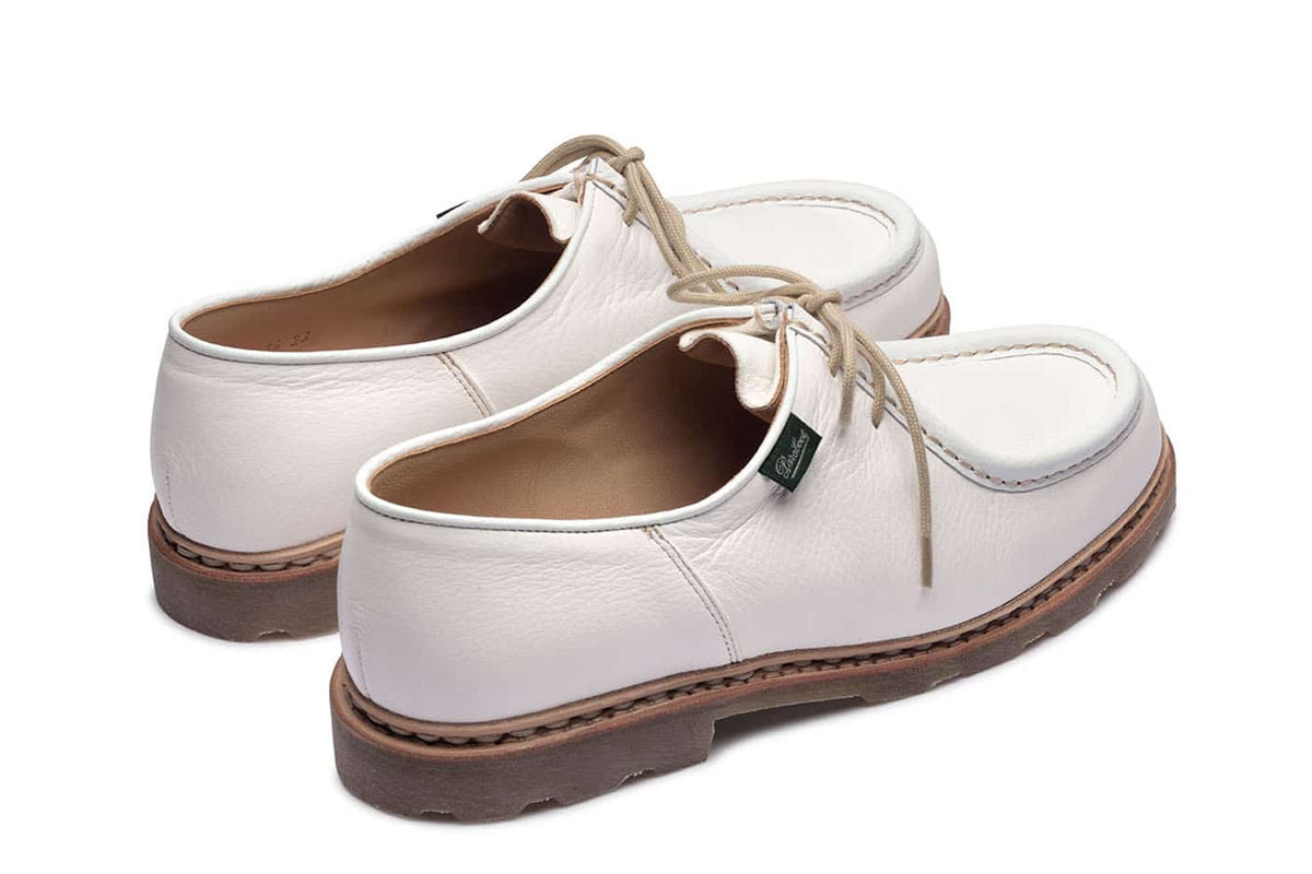 Paraboot Derby Michael cerf blanc – paire, vue de trois quarts arrière