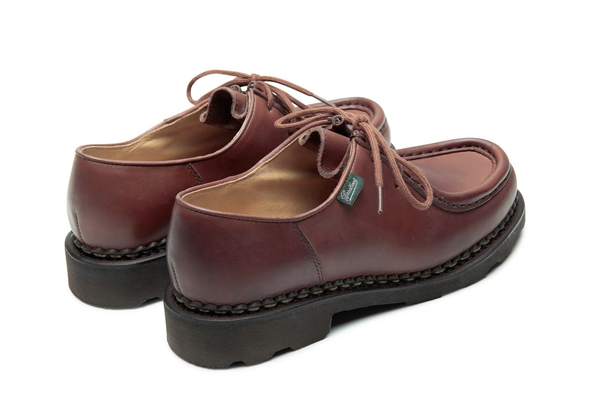 Paraboot Femme Derby Michael lisse marron – paire, vue de trois quarts arrière