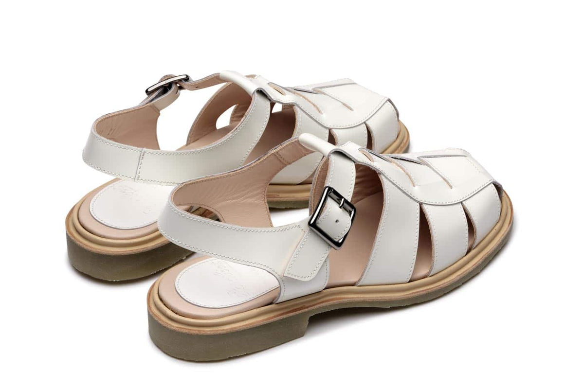 Paraboot Femme Sandale Iberis gloss blanc – paire, vue de trois quarts arrière