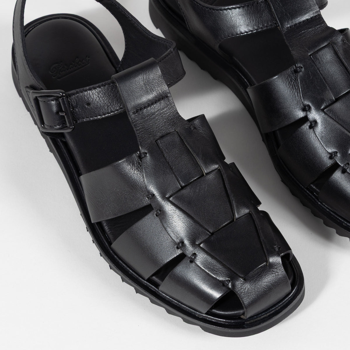 Paraboot Femme Sandale Santorin lisse noir – vue de détail du dessus