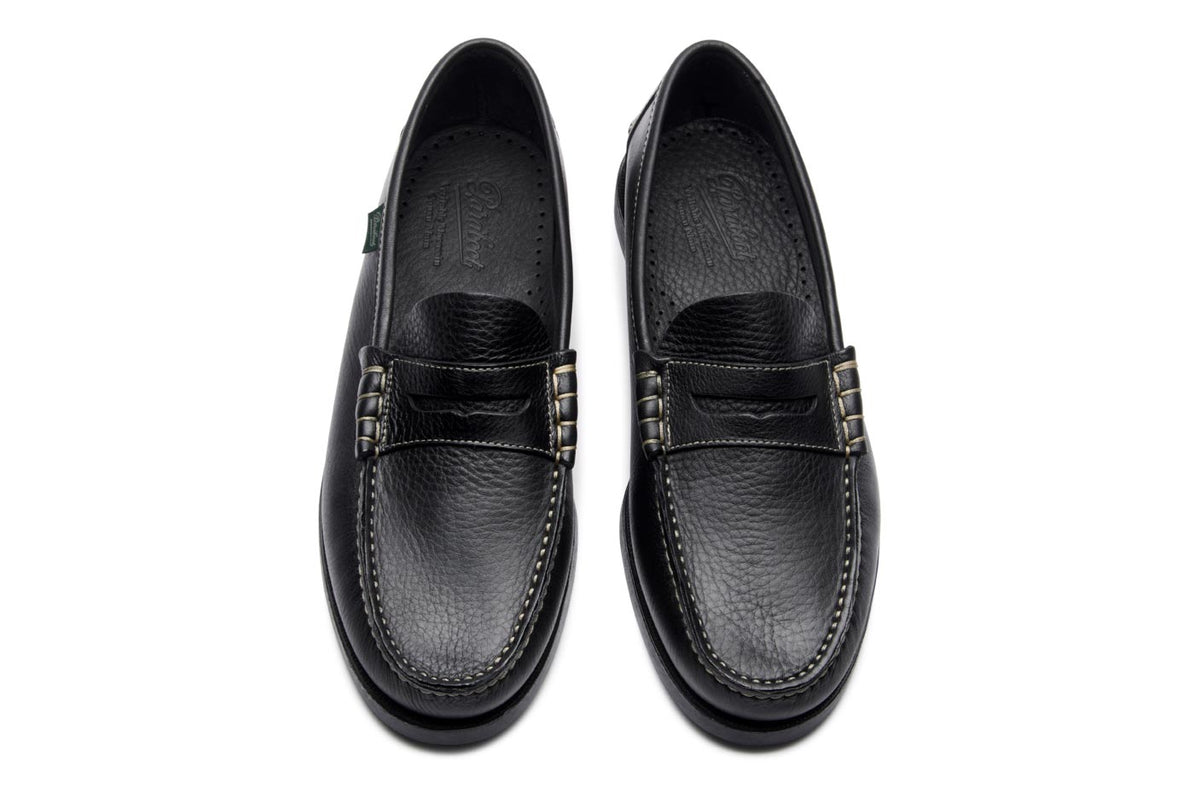 Paraboot Mocassin Coraux foulonné noir – paire, vue de dessus