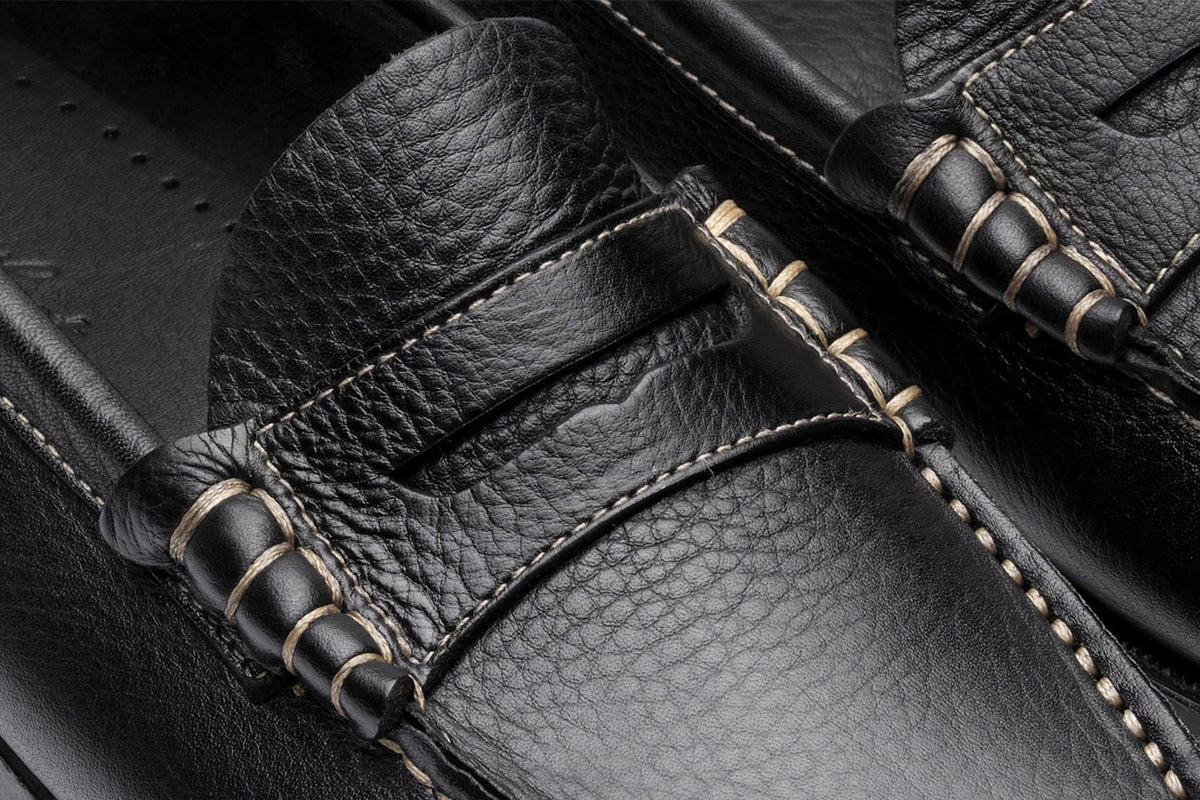Paraboot Mocassin Coraux foulonné noir – vue de détail