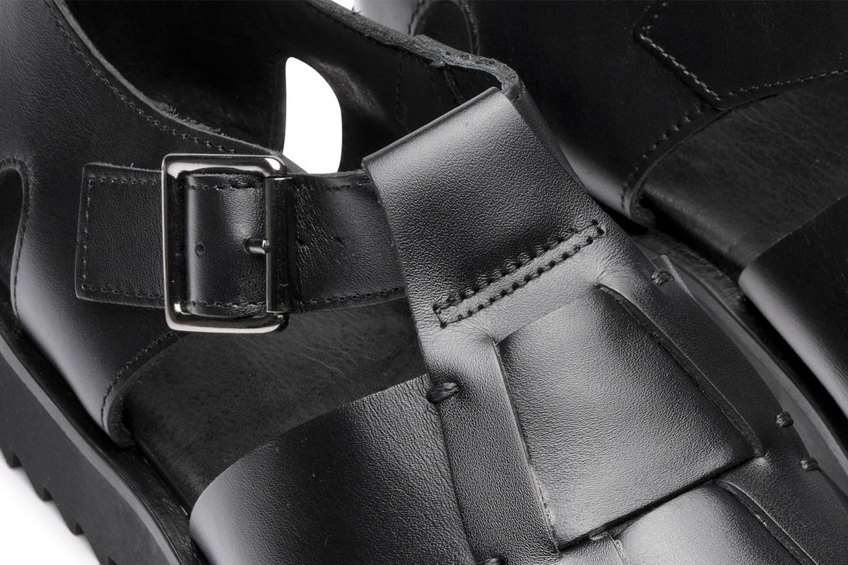 Paraboot Sandale Pacific lisse noir – vue de détail