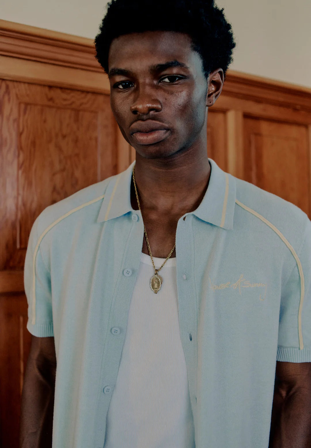 House Of Sunny - VOL27104 Button Down Knitted Polo - Sky Blue