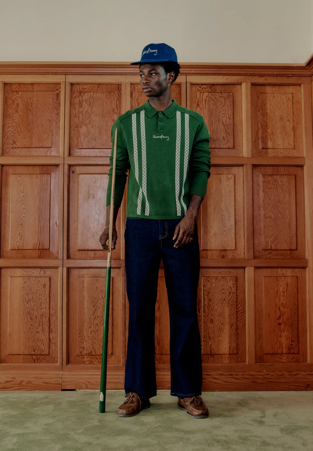 House Of Sunny - VOL2771 Stripe Knitted Rugby Shirt - Emerald Green