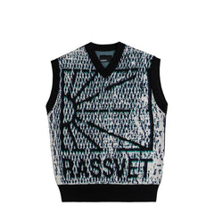 RASSVET - Mesh Camo Knitted Vest PACC14N005 - Blue/Black-Pulls et Sweats-PACC14N005