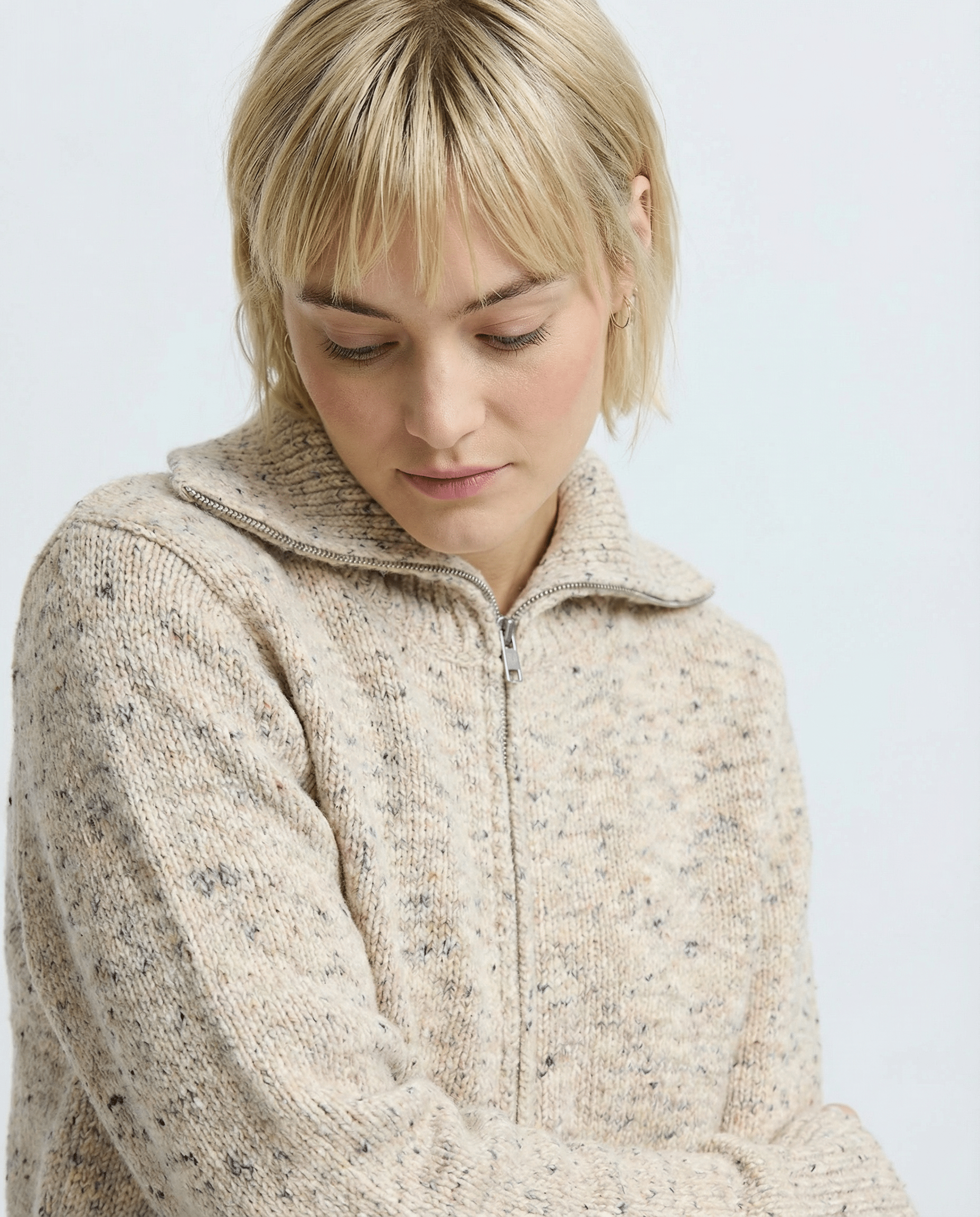 Résumé Cph - KiannaRS Knit Zip - Creme - Pulls et Sweats - 26761502