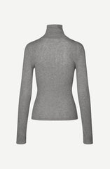 Samsoe Samsoe Femme - Sasonnet LS t - neck 15338 - Mid Grey Melange - Pulls et Sweats - F24300032