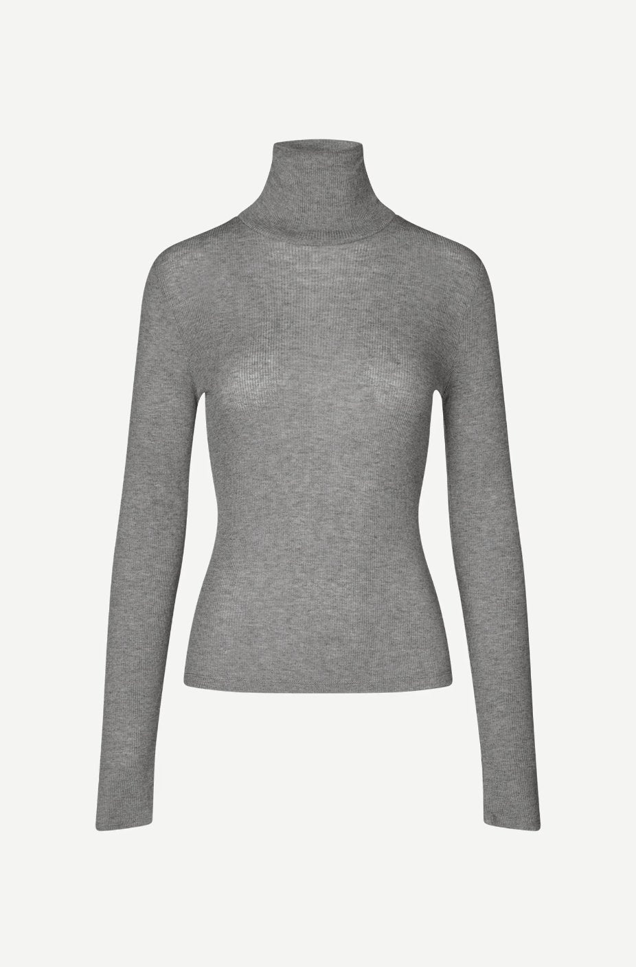 Samsoe Samsoe Femme - Sasonnet LS t - neck 15338 - Mid Grey Melange - Pulls et Sweats - F24300032